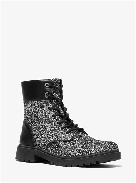 michael kors glitter combat boots|Michael Kors adjustable buckle boots.